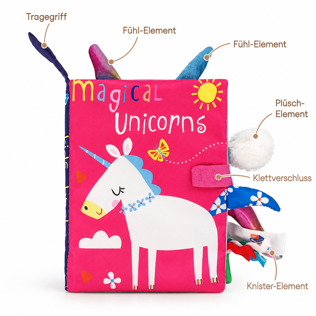 Montessori Stoffbuch Einhorn