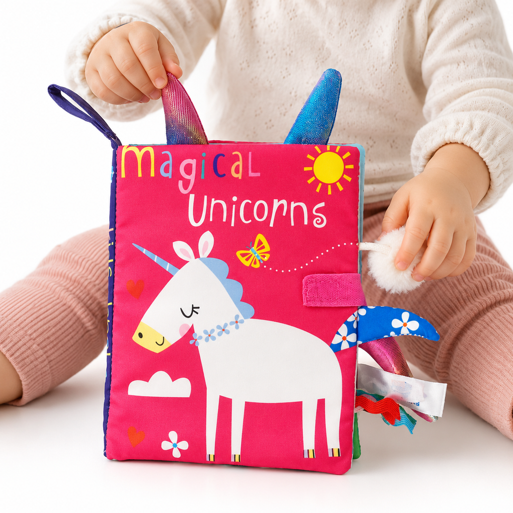 Montessori Stoffbuch Einhorn