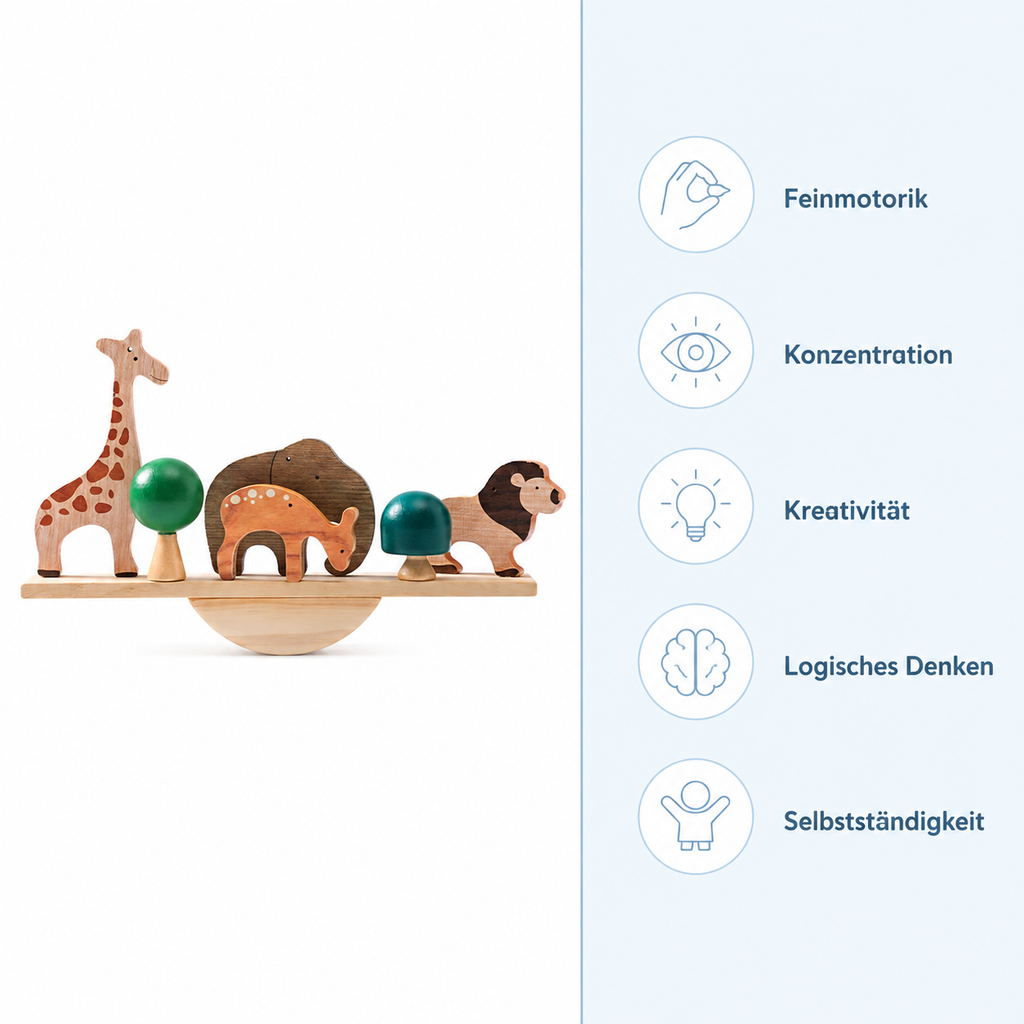 Montessori-Balancierspiel mit Waldtieren