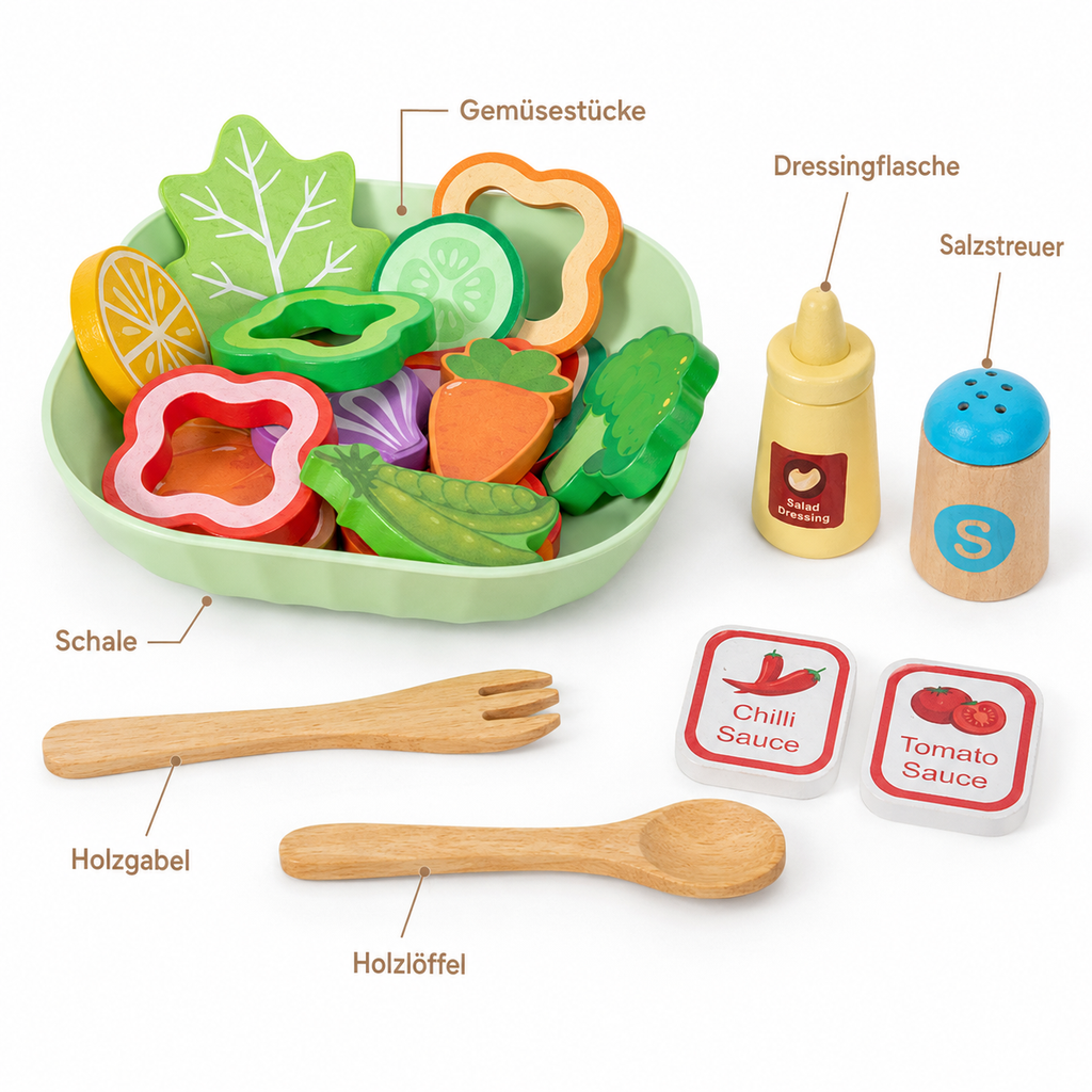 Montessori Salat-Set aus Holz