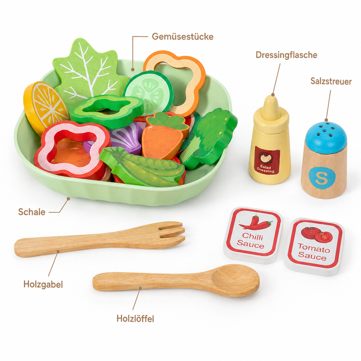 Montessori Salat-Set aus Holz