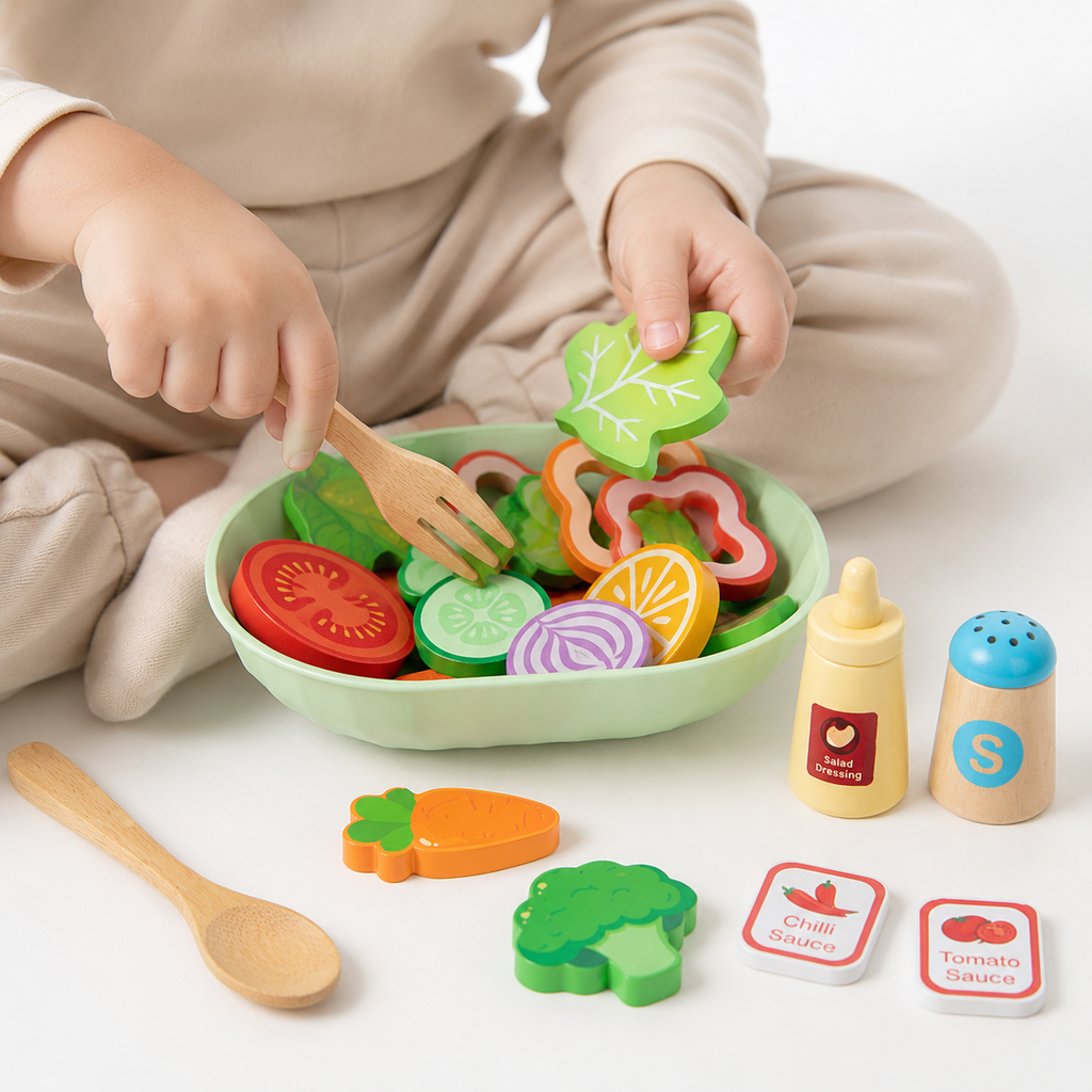 Montessori Salat-Set aus Holz