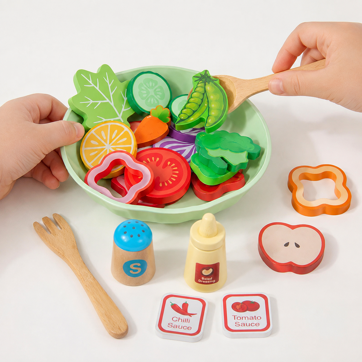 Montessori Salat-Set aus Holz