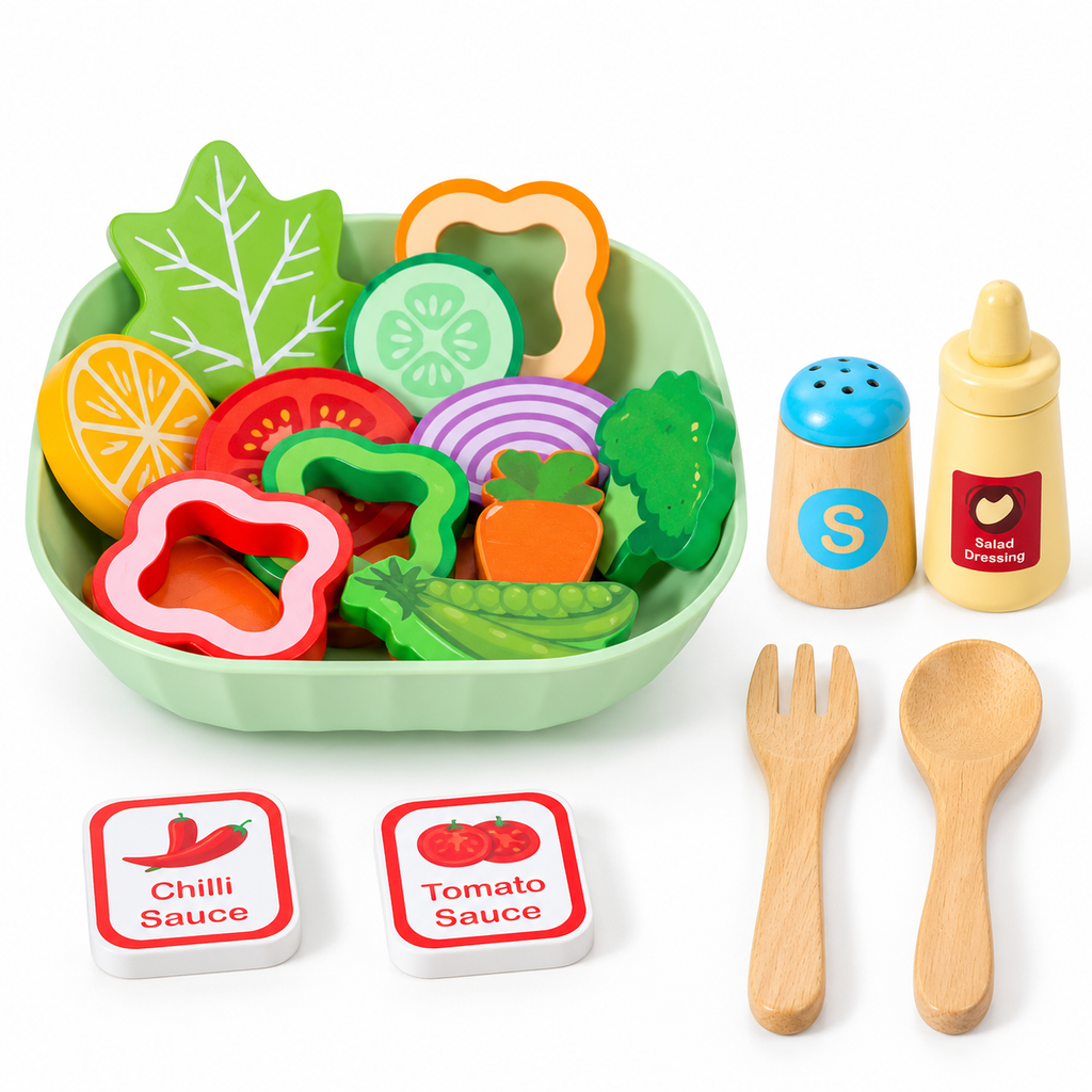 Montessori Salat-Set aus Holz