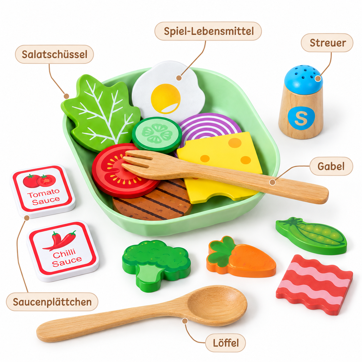 Montessori Spielset mit Lebensmitteln