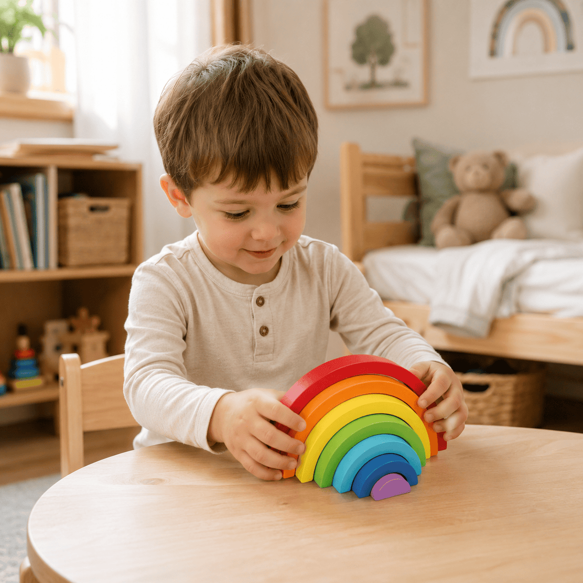 Montessoriland Montessori Regenbogen Stapelspiel