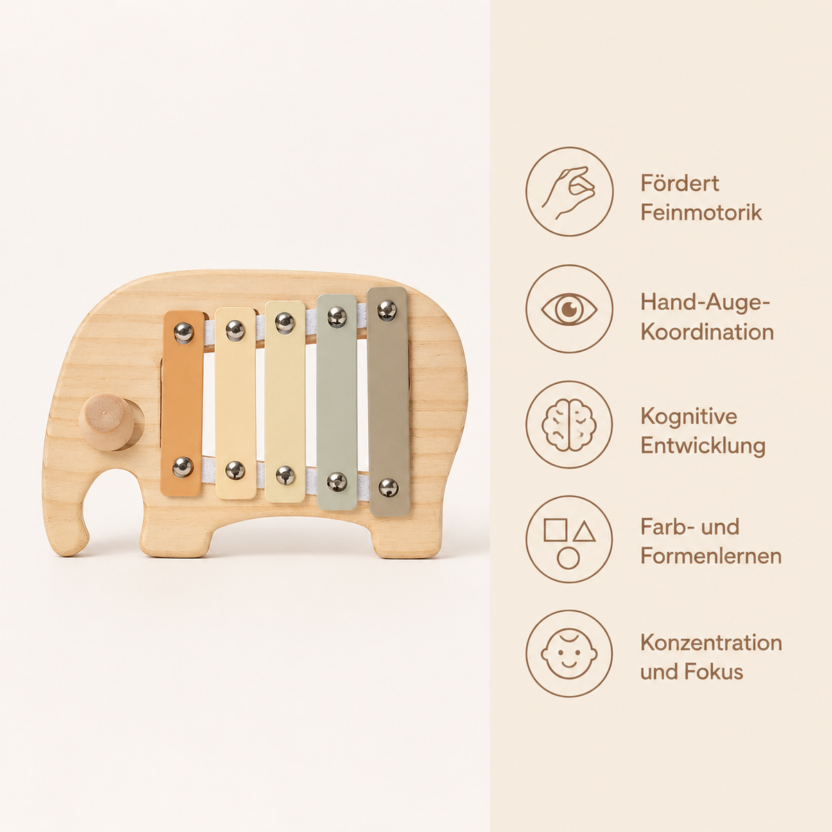 Elefanten-Xylophon aus Holz für Kleinkinder - Avec Bénéfices