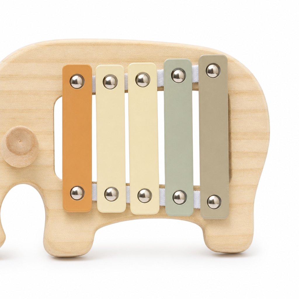 Elefanten-Xylophon aus Holz für Kleinkinder - Close up