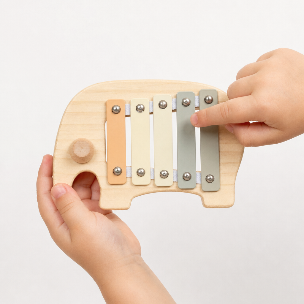 Elefanten-Xylophon aus Holz für Kleinkinder - Entrain de jouer, mais avec les caractéristiques