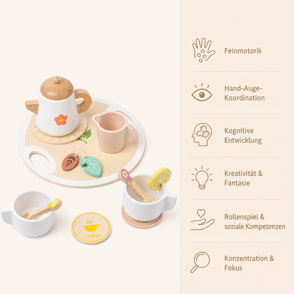 Holz-Teeservice für Kinder – Rollenspiel-Set - Avec Bénéfices