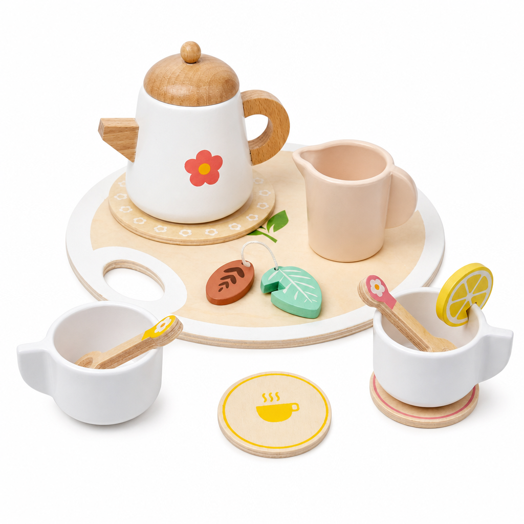 Holz-Teeservice für Kinder – Rollenspiel-Set - PackShot Principal