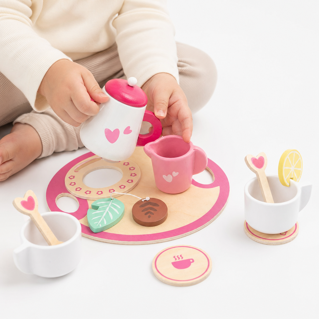 Holz-Teeset für Kinder - Entrain de jouer fond blanc