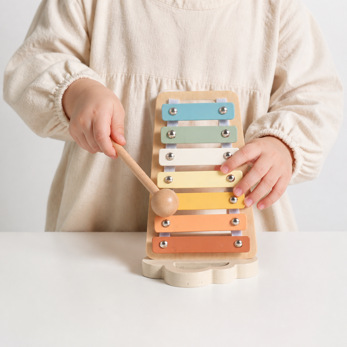Holz-Xylophon für Kleinkinder - Entrain de jouer fond blanc