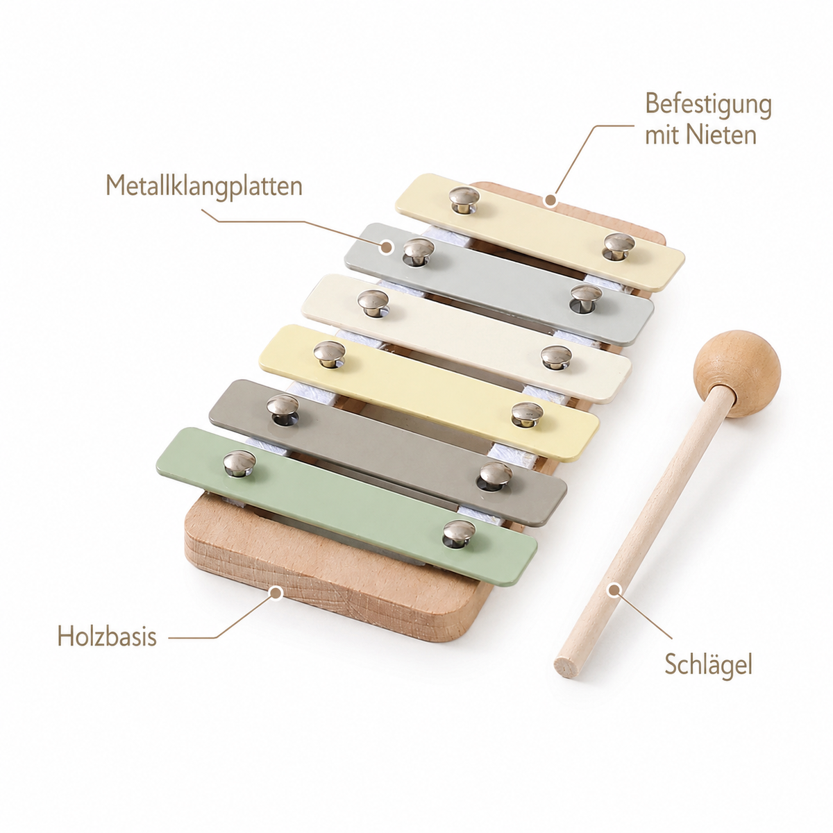 Holz-Xylophon mit Trommel - Pointe des choses