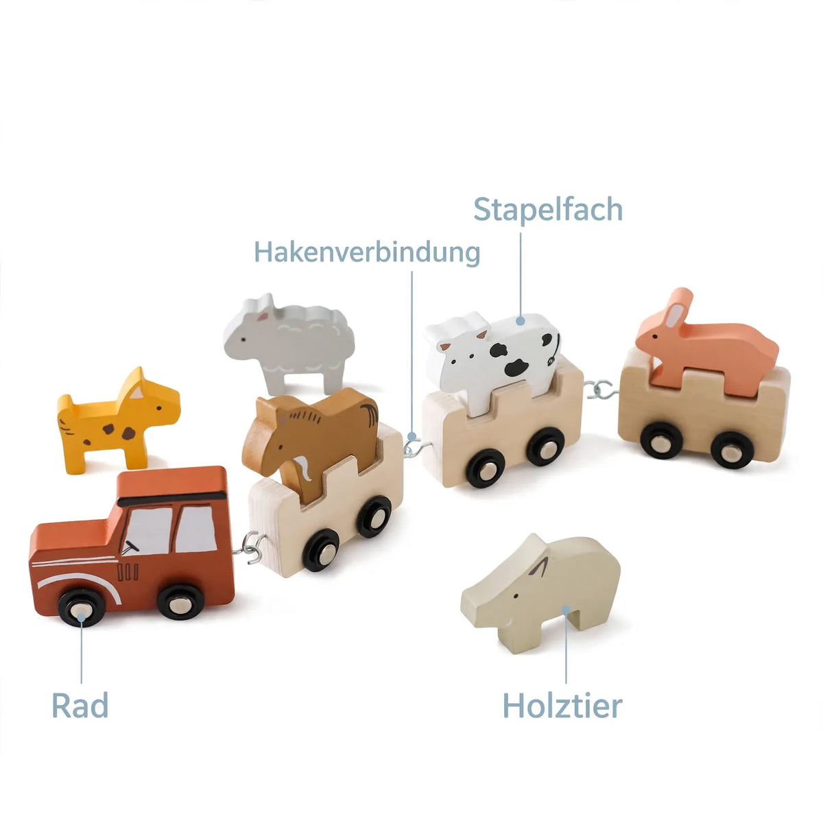 Montessoriland Montessori Stapelzug mit Bauernhoftieren