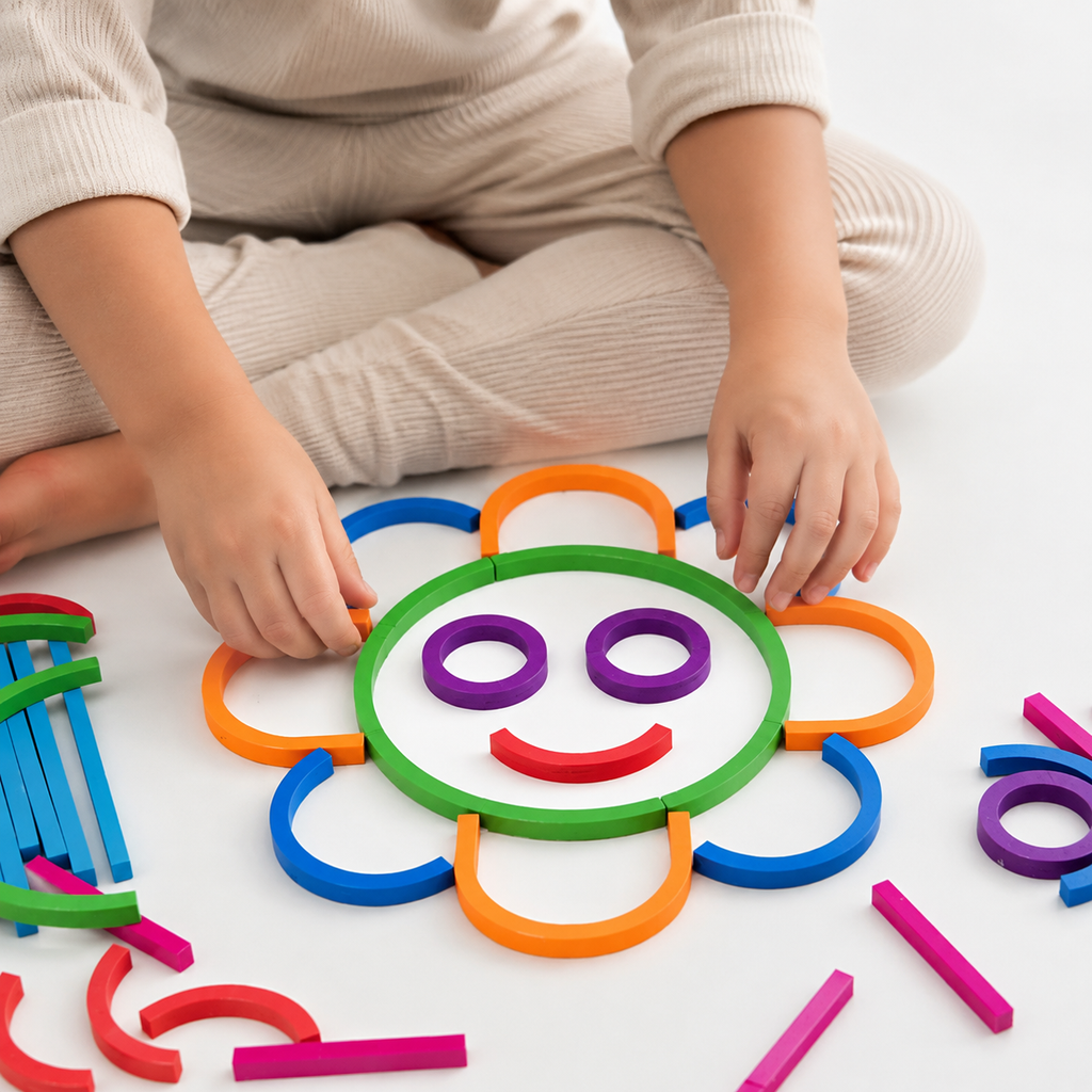 Kids Wooden Ring Early Education Shape Board Kindergarten Wooden Creative Puzzle Building Blocks Match Montessori Education Toys - Entrain de jouer fond blanc