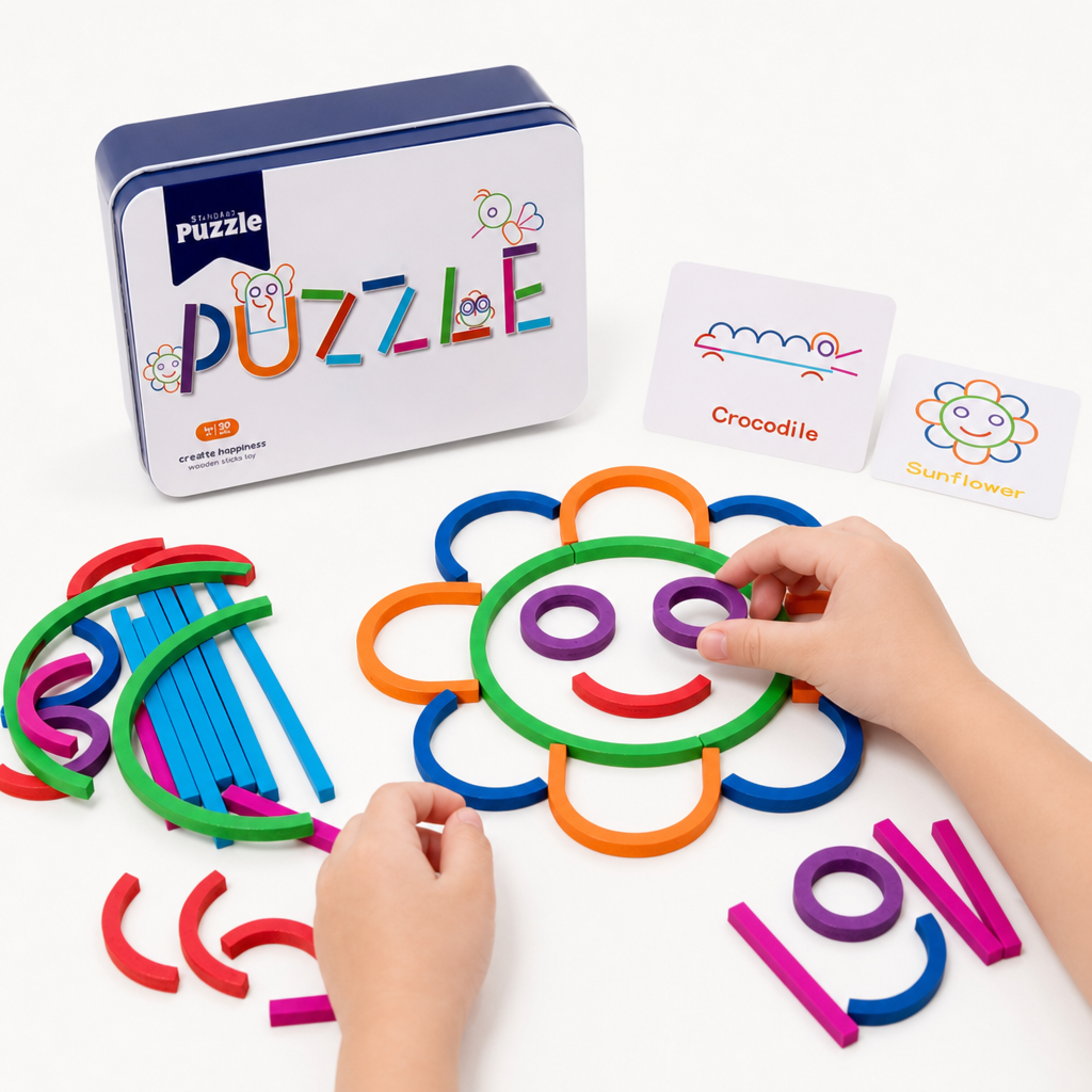 Kids Wooden Ring Early Education Shape Board Kindergarten Wooden Creative Puzzle Building Blocks Match Montessori Education Toys - Entrain de jouer, mais avec les caractéristiques