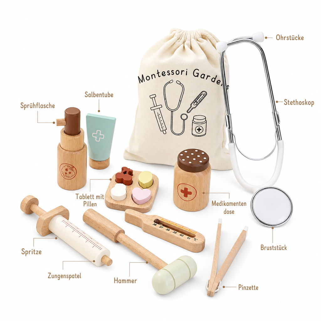 Montessori Arztkoffer aus Holz - Pointe des choses
