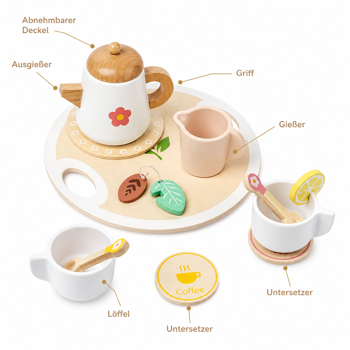 Montessori Holz-Teeservice für Kinder - Pointe des choses