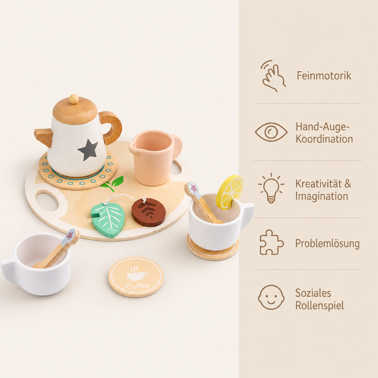 Montessori Holz-Teeset für Kinder - Avec Bénéfices Bild