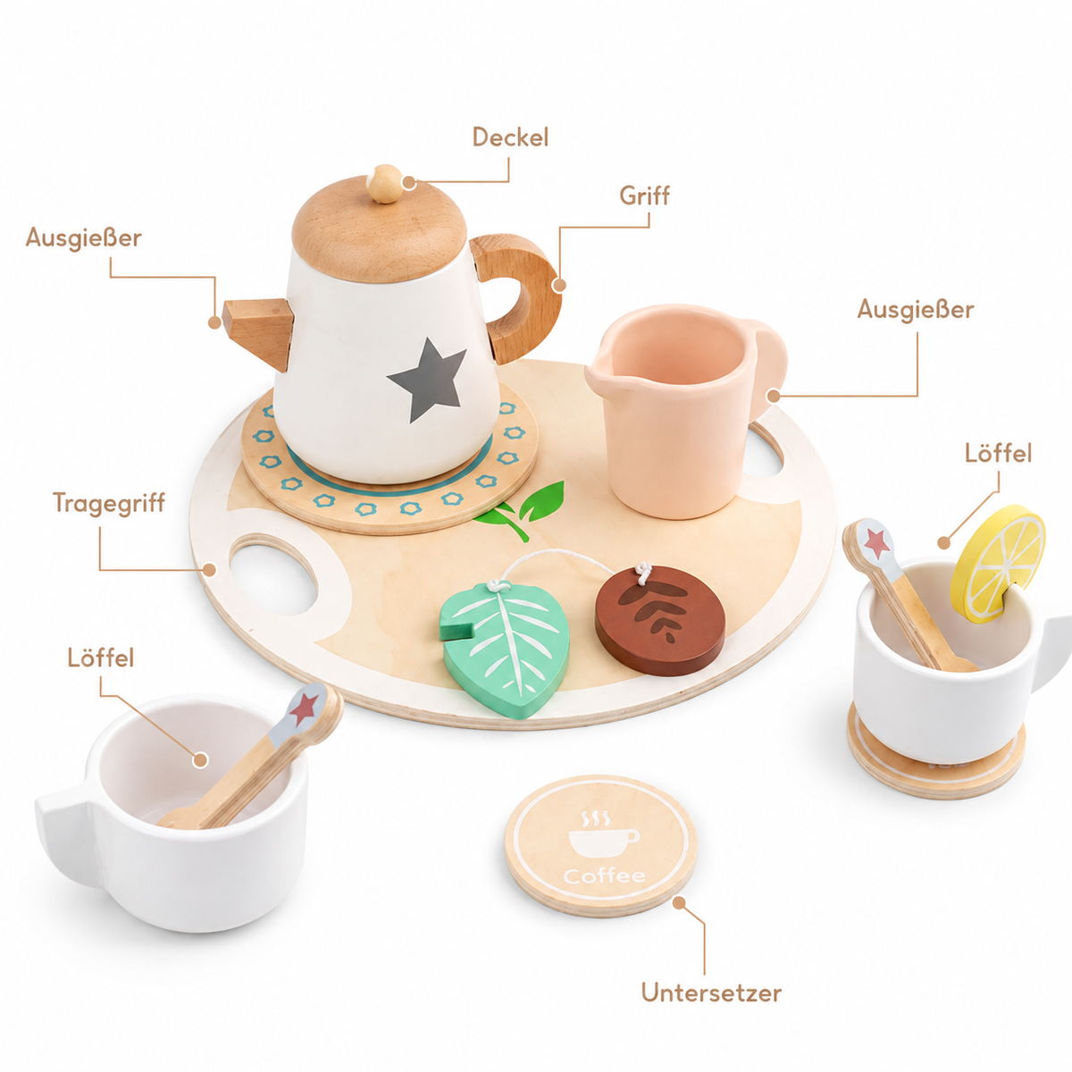 Montessori Holz-Teeset für Kinder - Pointe des choses