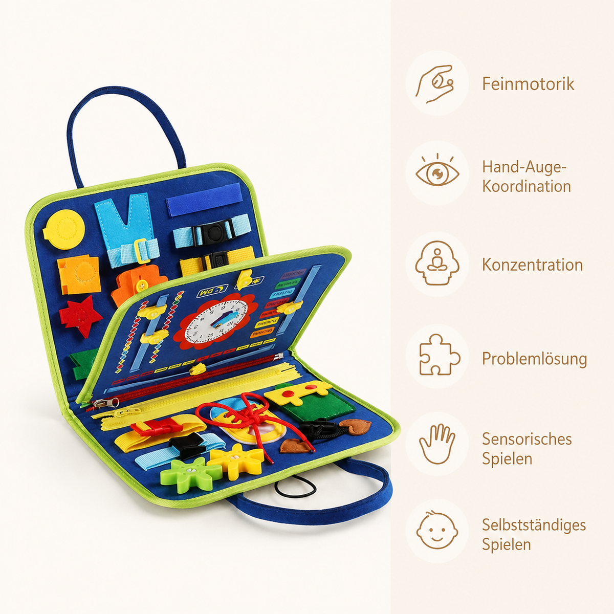 Montessori Kids Travel Toy Felt Activity Quiet Books Busy Board Activity Educational Sensory Learning Book - Avec Bénéfices Bild