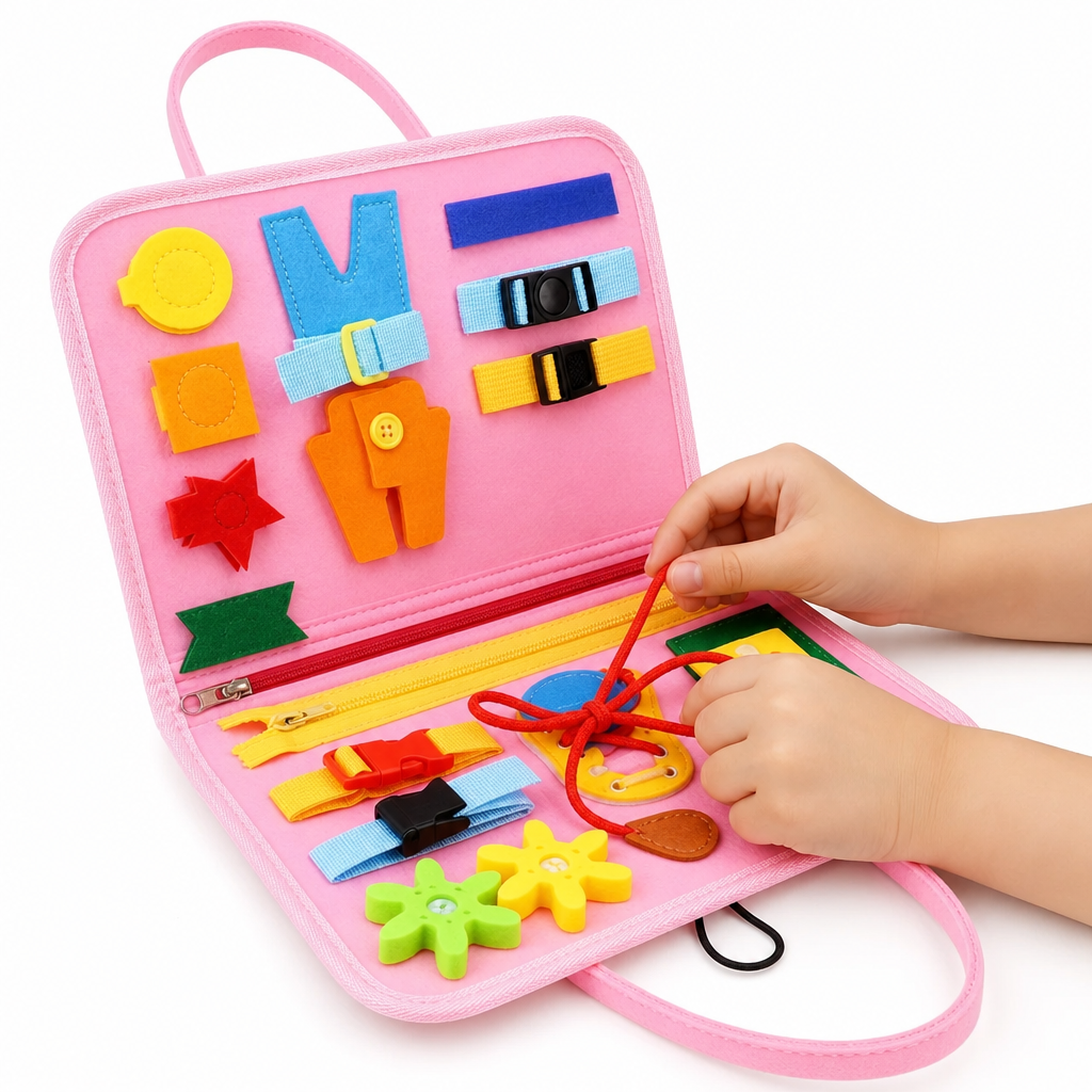 Montessori Kids Travel Toy Felt Activity Quiet Books Busy Board Activity Educational Sensory Learning Book - Entrain de jouer, mais avec les caractéristiques