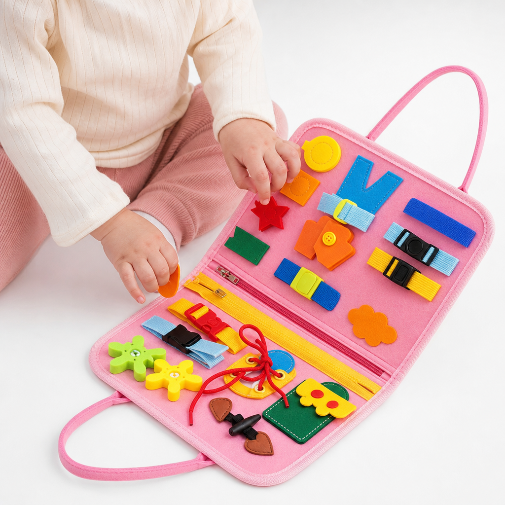 Montessori Kids Travel Toy Felt Activity Quiet Books Busy Board Activity Educational Sensory Learning Book - Entrain de jouer fond blanc
