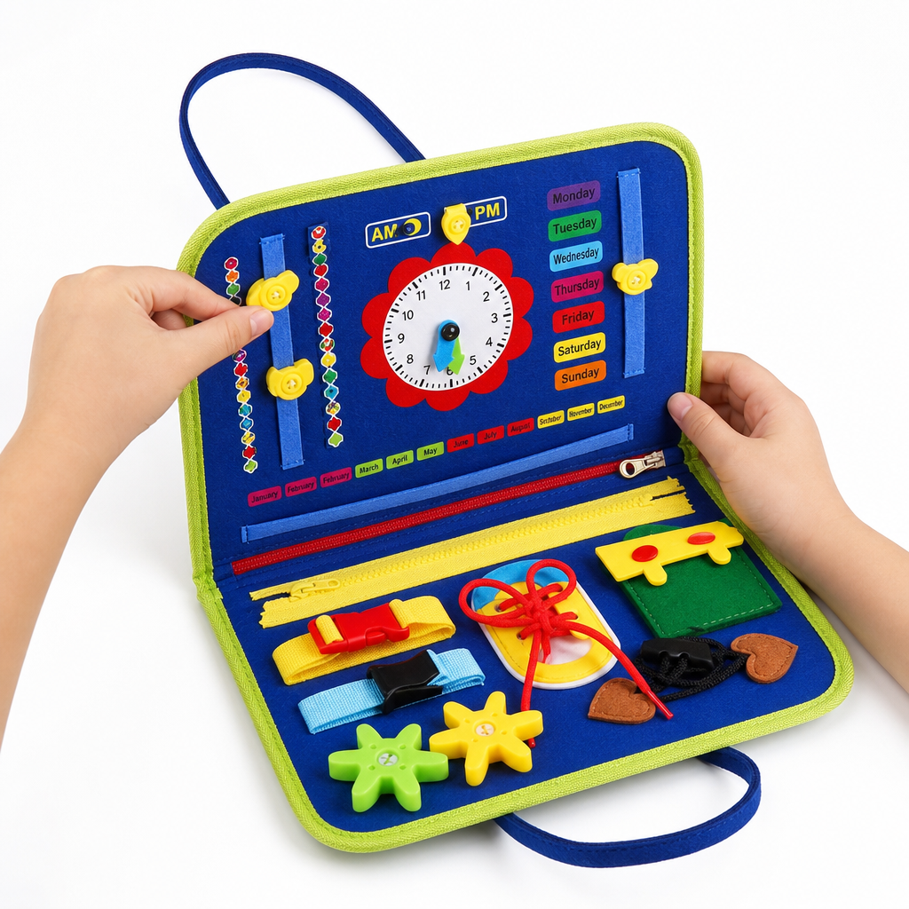 Montessori Kids Travel Toy Felt Activity Quiet Books Busy Board Activity Educational Sensory Learning Book - Entrain de jouer, mais avec les caractéristiques