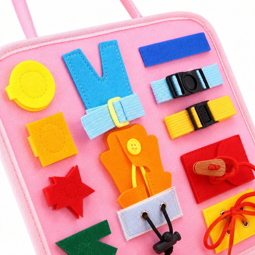 Montessori Kids Travel Toy Felt Activity Quiet Books Busy Board Activity Educational Sensory Learning Book - Close up
