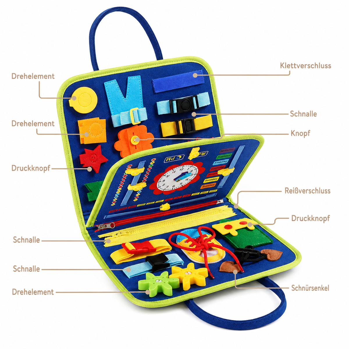 Montessori Kids Travel Toy Felt Activity Quiet Books Busy Board Activity Educational Sensory Learning Book - Pointe des choses