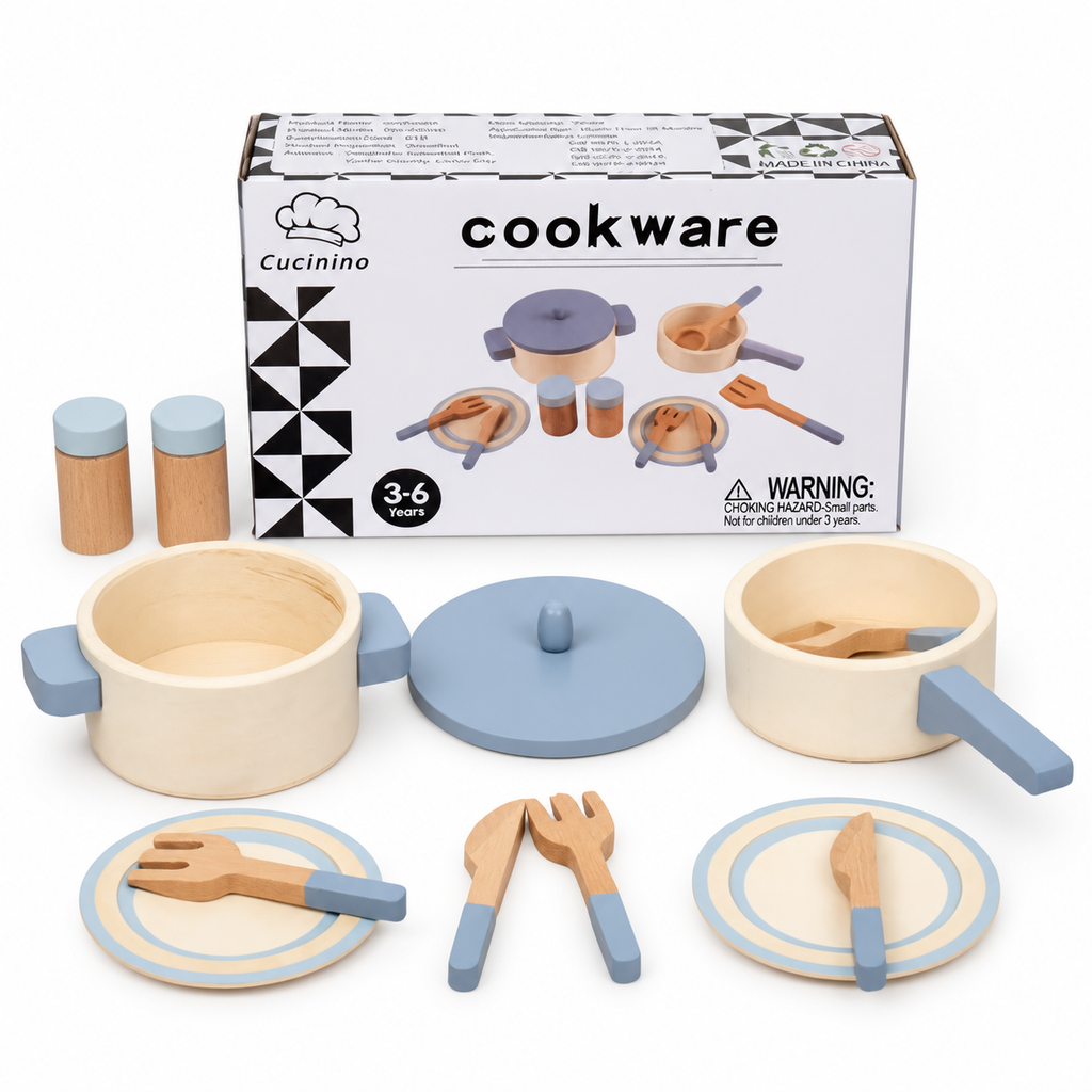 Montessori Kochgeschirr-Set aus Holz - PackShot Principal