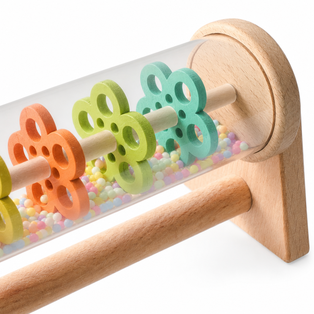 Montessori-Regenrassel aus Holz - Close up