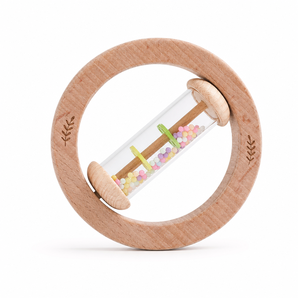 Montessori-Regenrassel aus Holz für Babys - PackShot Principal