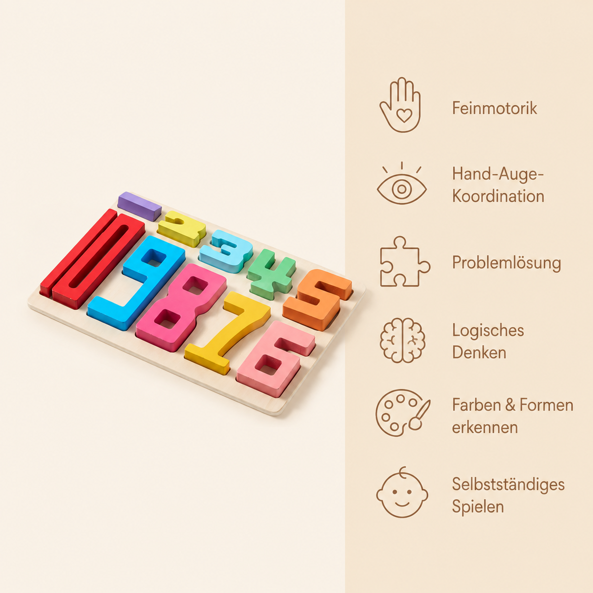 Montessori-Zahlenpuzzle mit 10 Holzteilen - Avec Bénéfices