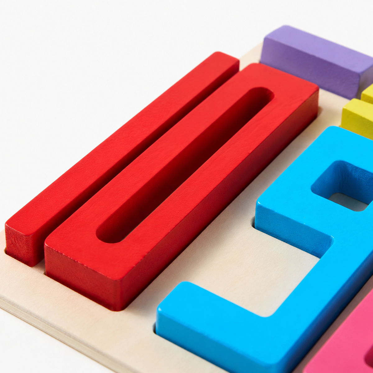 Montessori-Zahlenpuzzle mit 10 Holzteilen - Close up