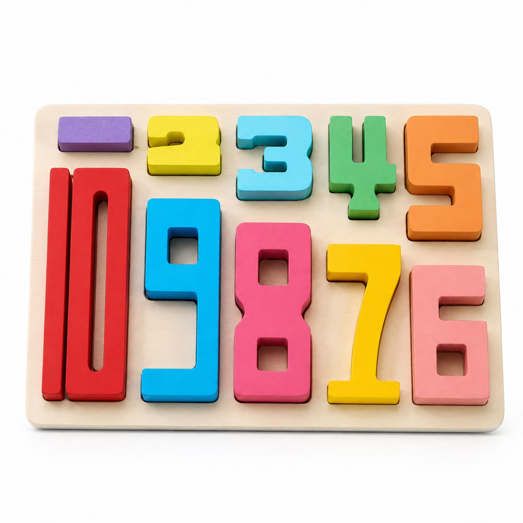 Montessori-Zahlenpuzzle mit 10 Holzteilen - PackShot Principal