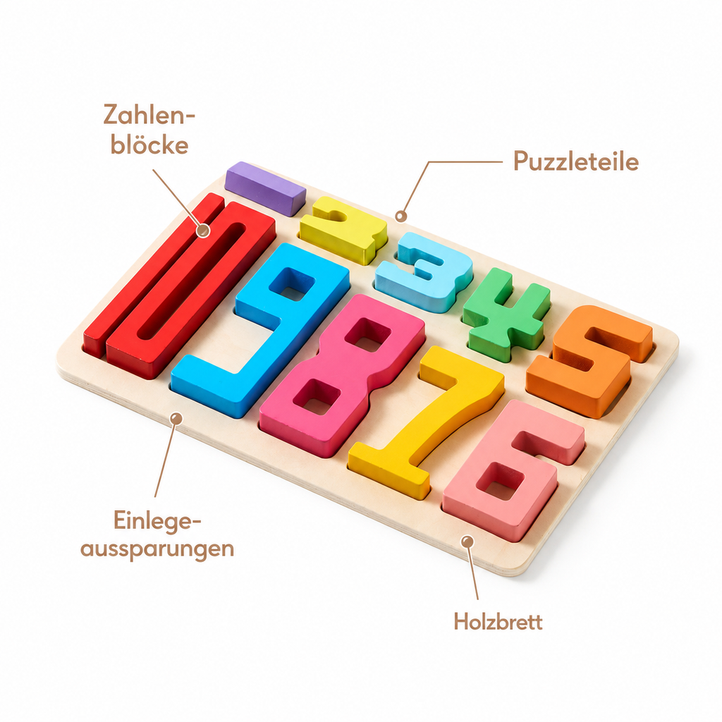 Montessori-Zahlenpuzzle mit 10 Holzteilen - Pointe des choses
