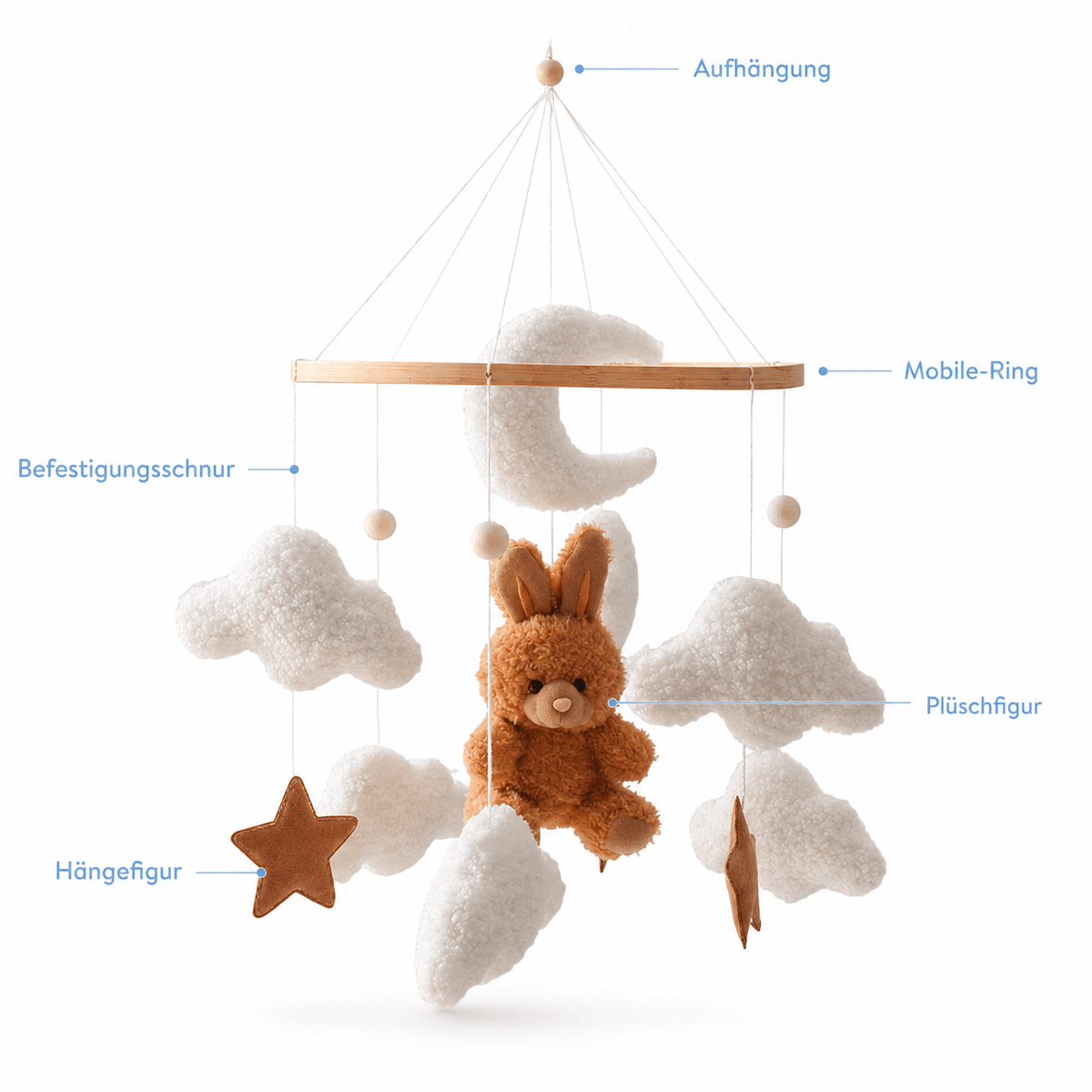 Montessoriland Baby-Mobile mit Hase und Wolken
