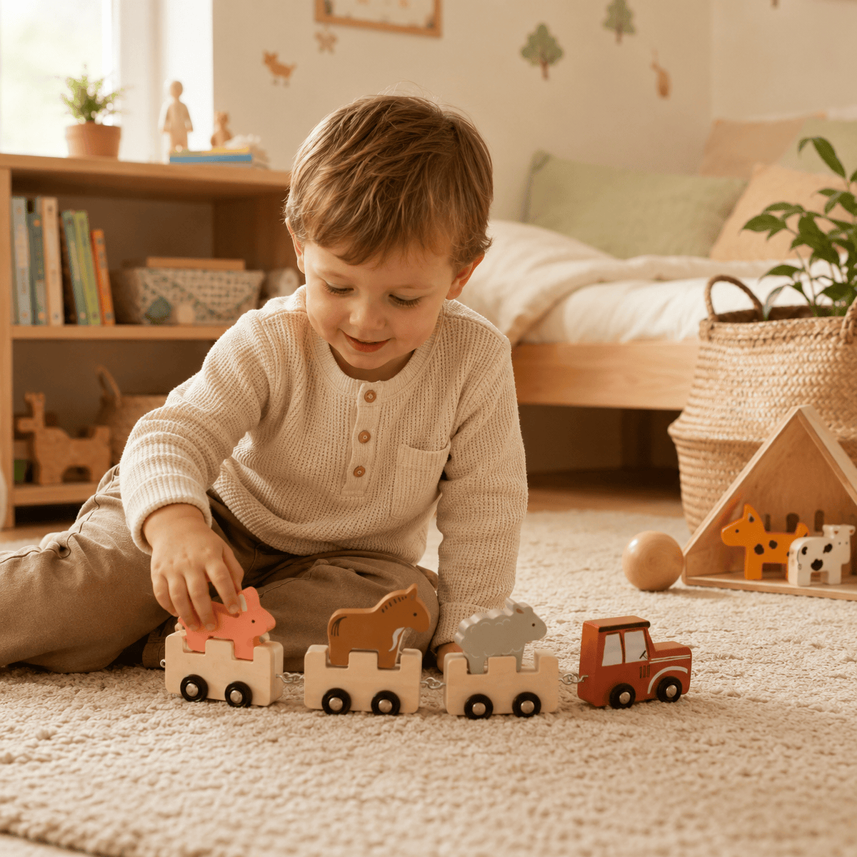 Montessoriland Montessori Stapelzug mit Bauernhoftieren