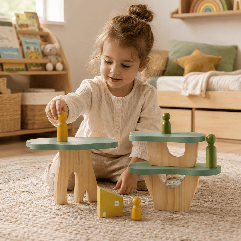 Montessoriland Montessori-Waldbausteine mit Bäumen und Haus