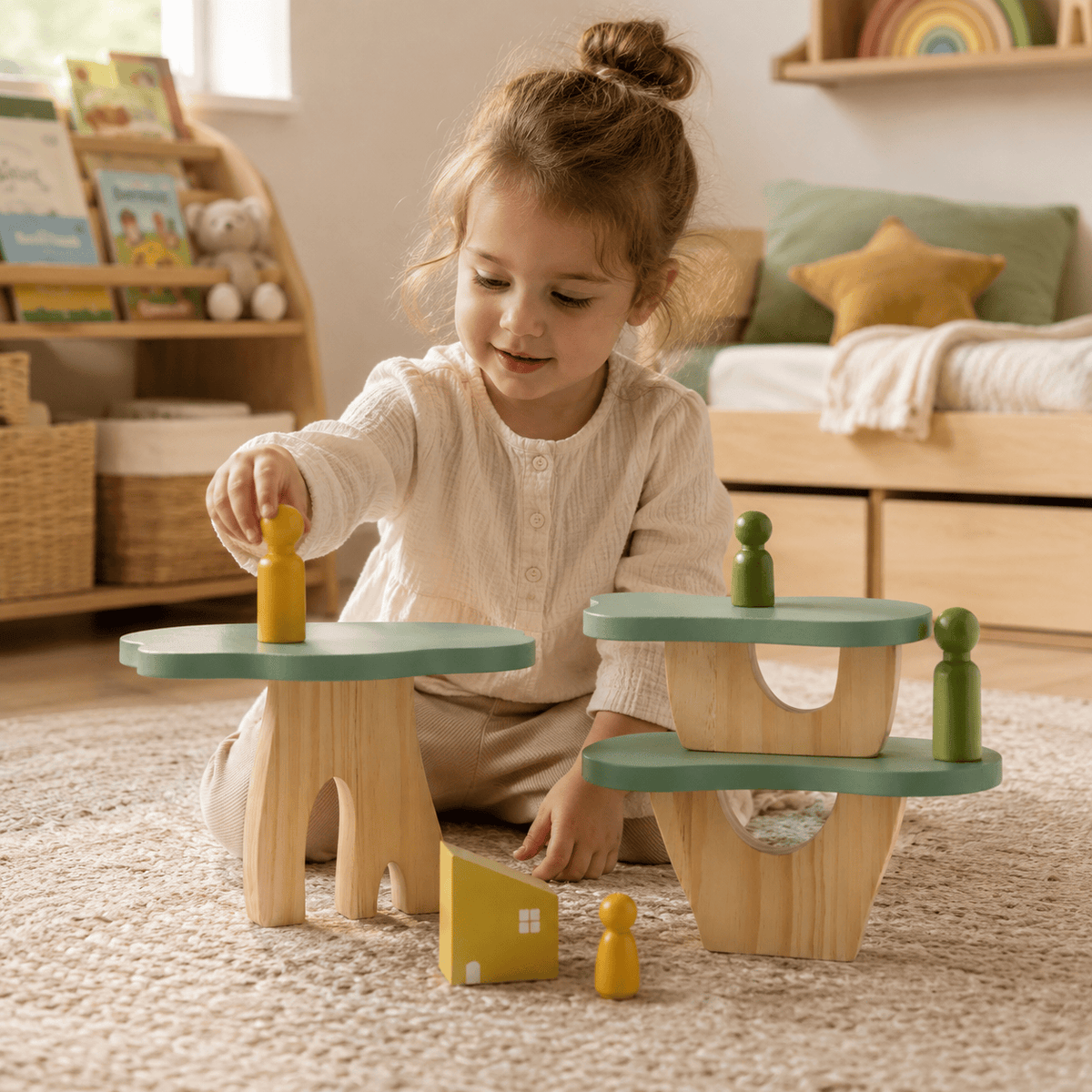 Montessoriland Montessori-Waldbausteine mit Bäumen und Haus