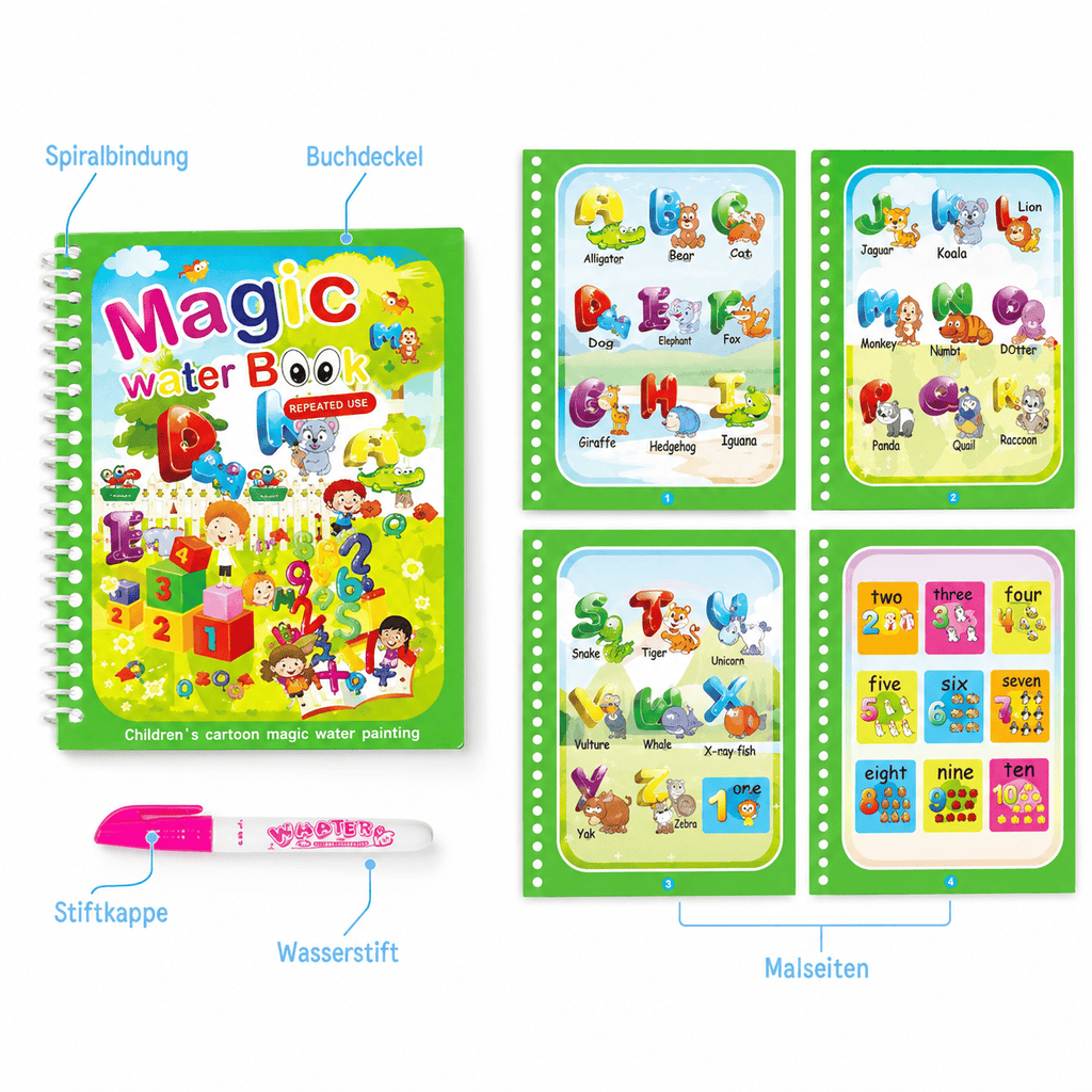 Montessoriland Montessori-Wassermalbuch mit ABC und Zahlen