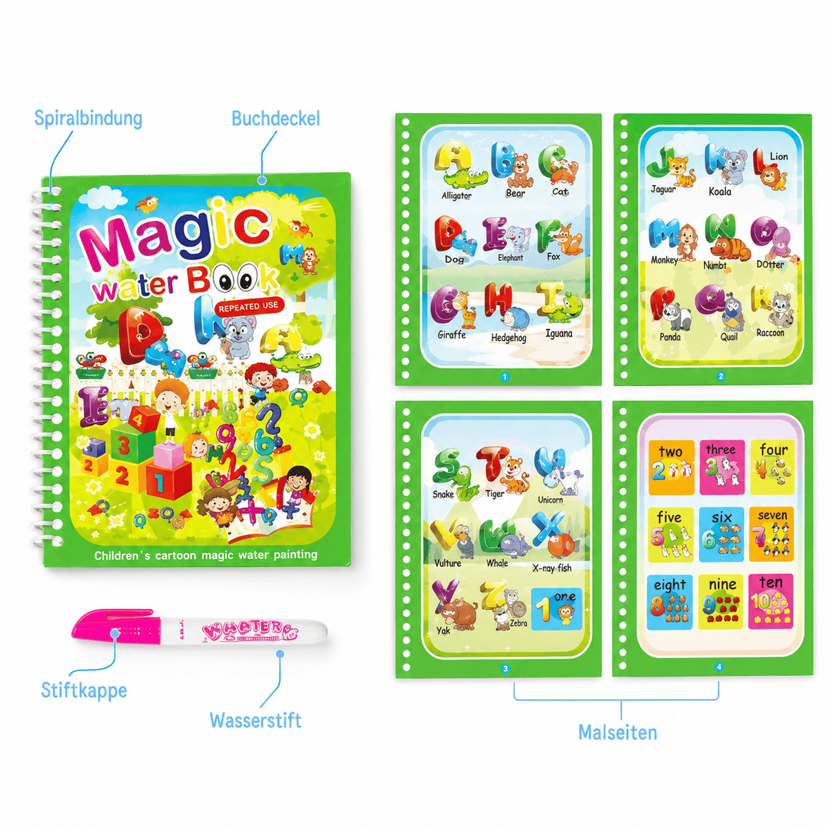 Montessoriland Montessori-Wassermalbuch mit ABC und Zahlen