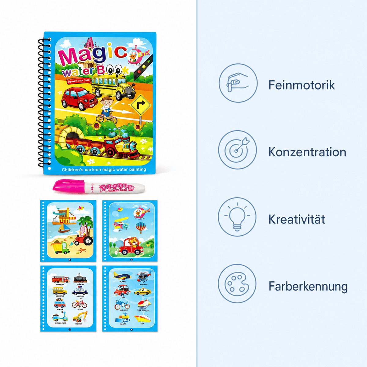 Montessoriland Montessori-Wassermalbuch mit Fahrzeugen