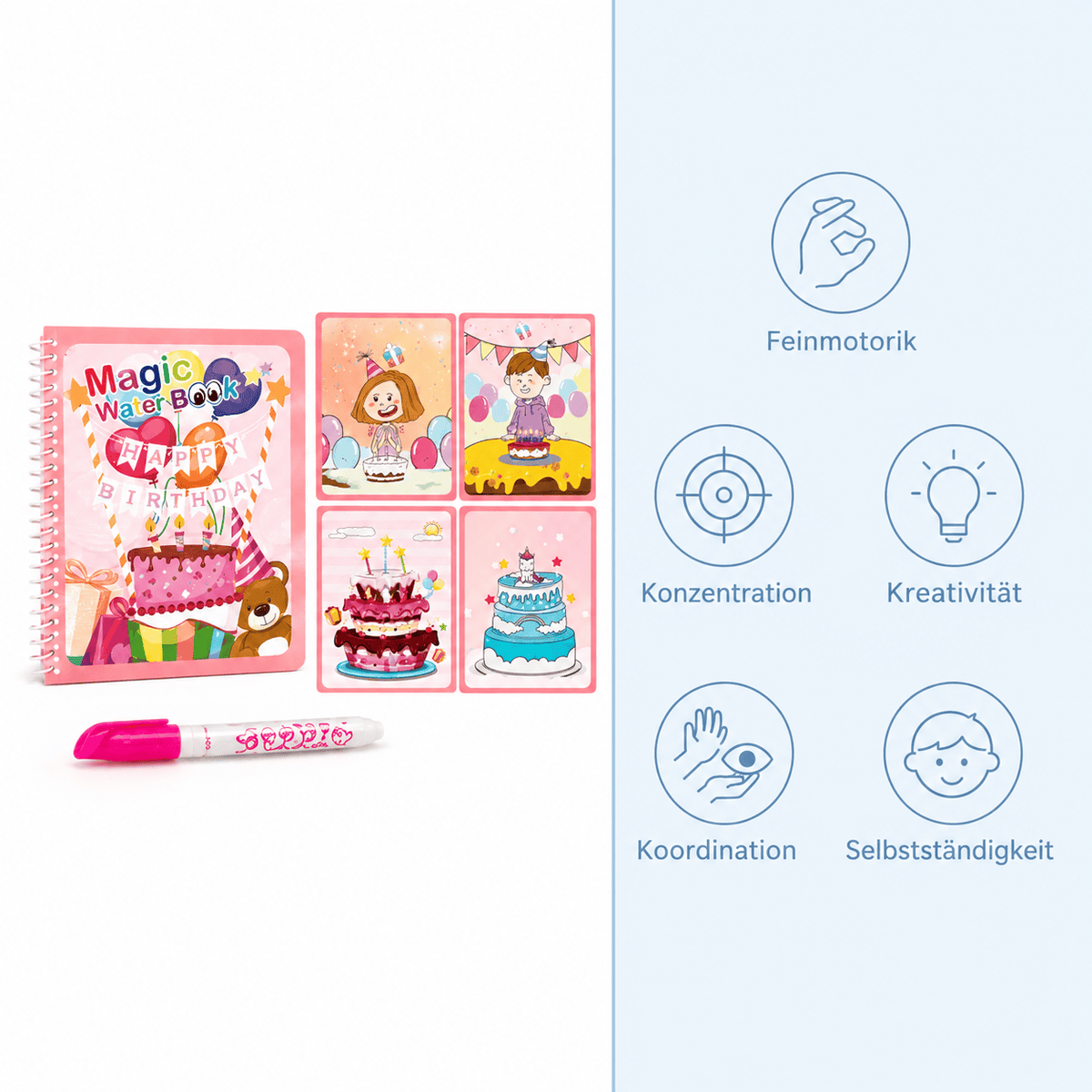 Montessoriland Montessori-Wassermalbuch mit Geburtstagsmotiven