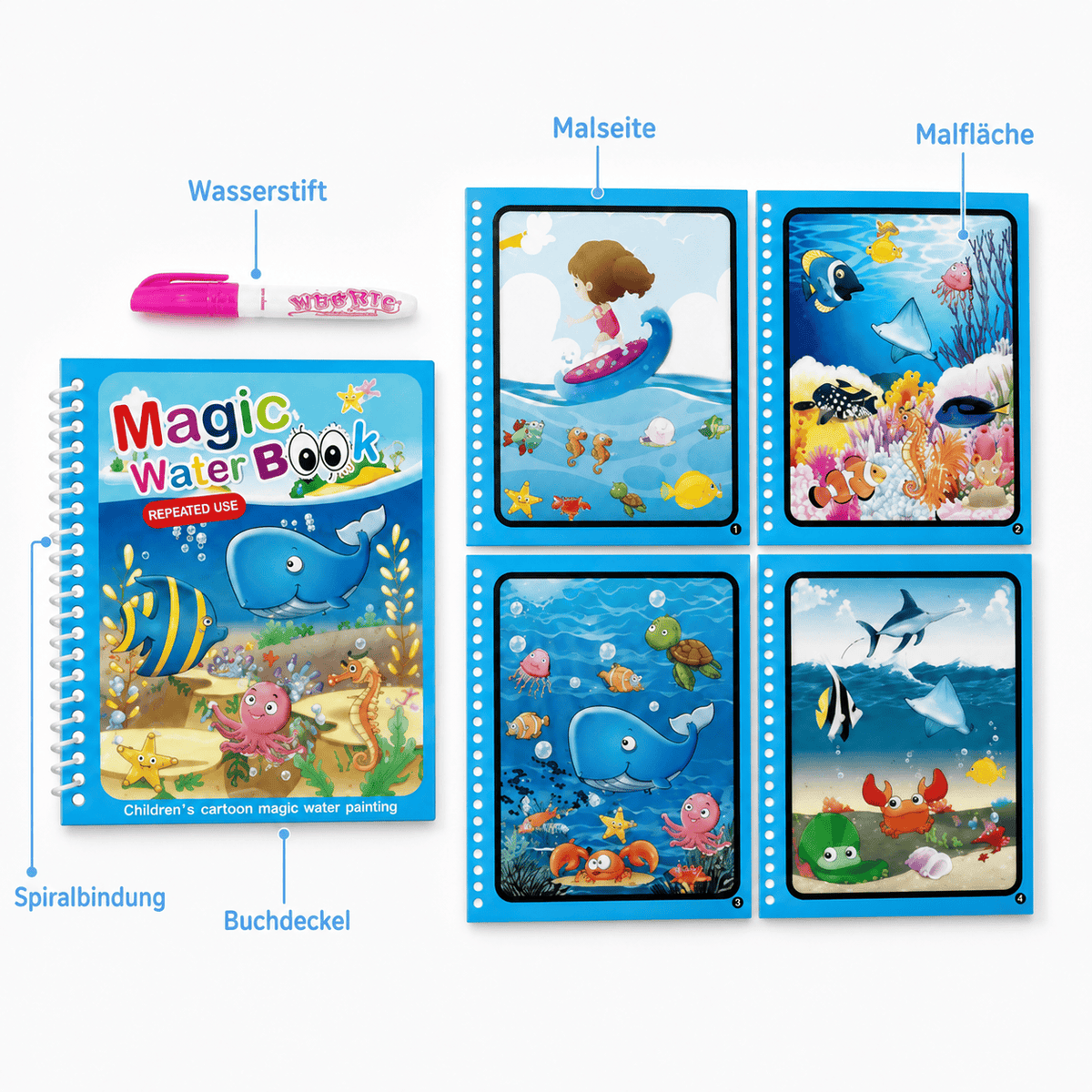 Montessoriland Montessori-Wassermalbuch mit Meeresmotiven