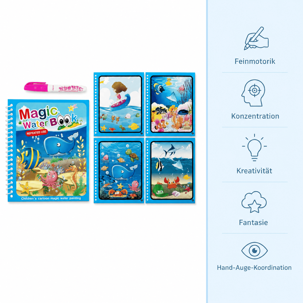 Montessoriland Montessori-Wassermalbuch mit Meeresmotiven