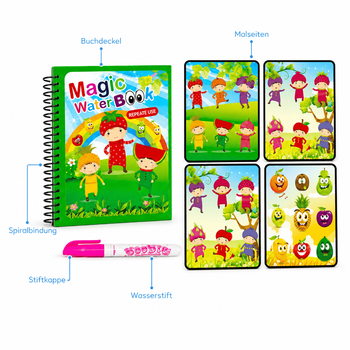 Montessoriland Montessori-Wassermalbuch mit Obstmotiven