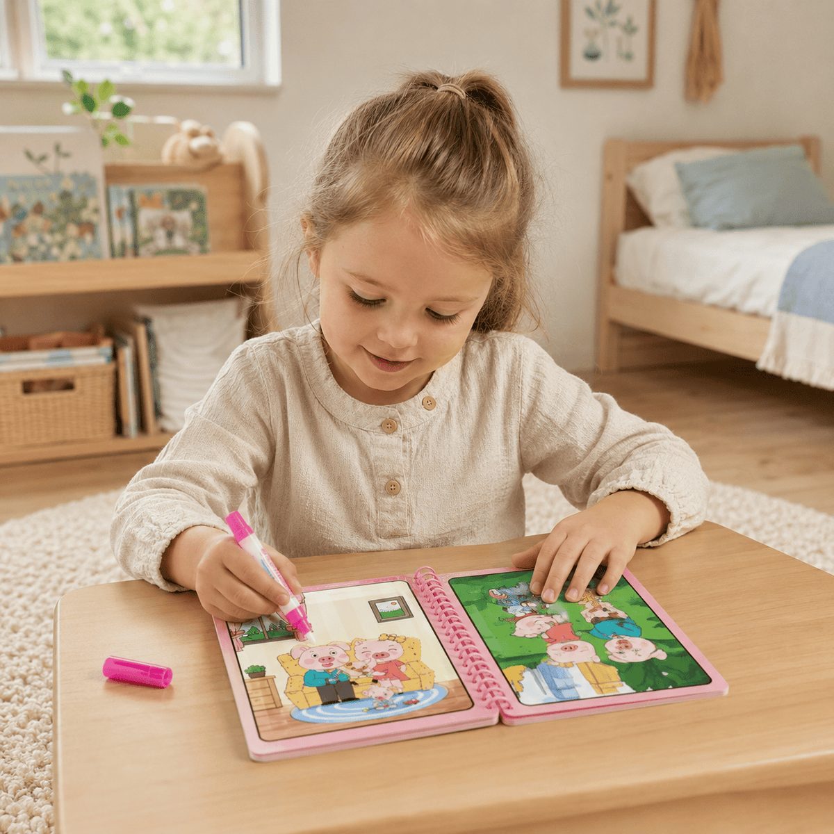 Montessoriland Montessori-Wassermalbuch mit Schweinchenmotiven